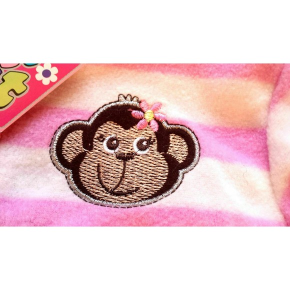 NWT Girl's Size 6-9 M Months 2P Mon Petit Pink Fleece Monkey Jacket & Pants Set - Picture 4 of 6